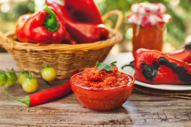 istock Ajvar served on table in glass bowl 869301320