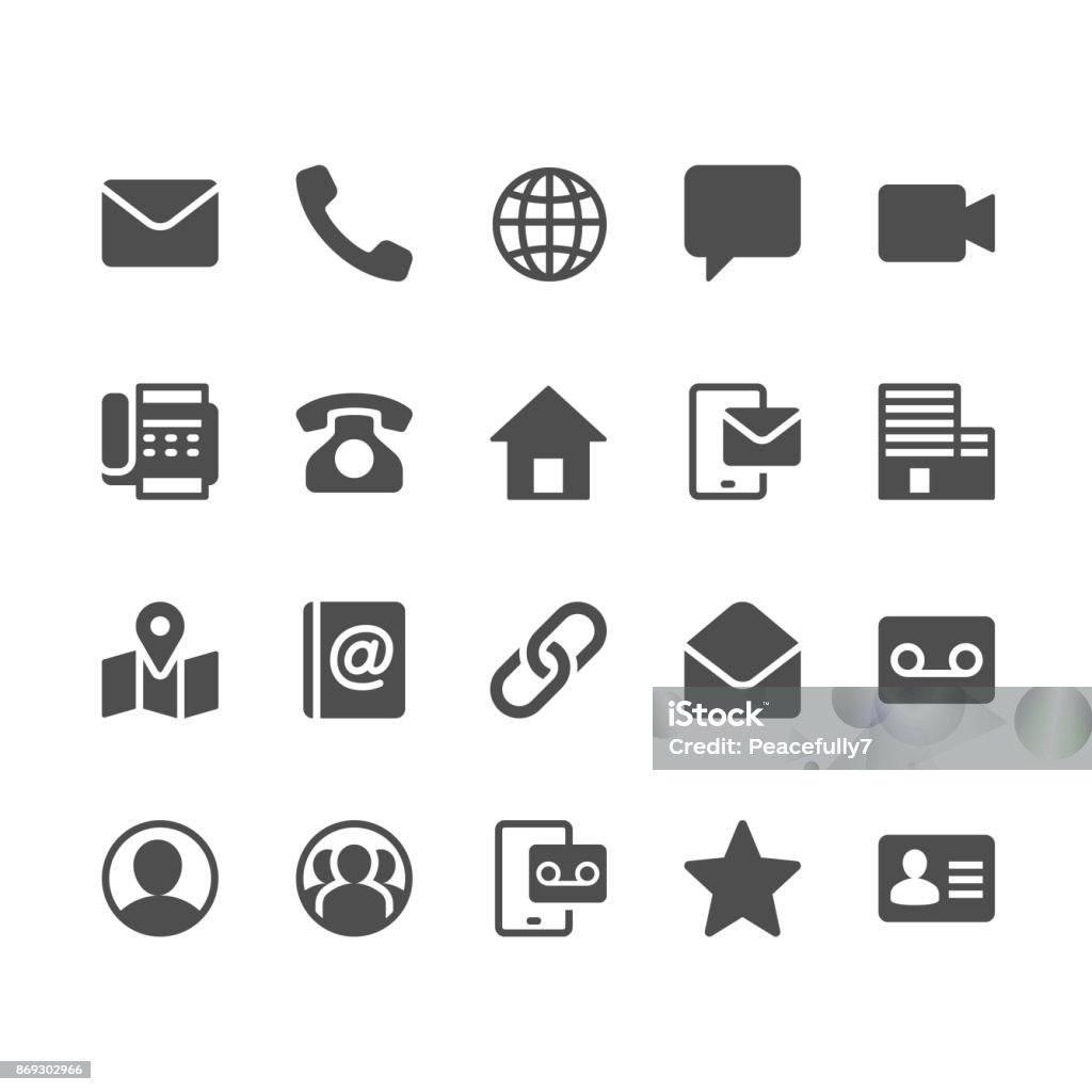 Contact glyph icons Glyph vector Icons. Pixel perfect. Icon Symbol stock vector