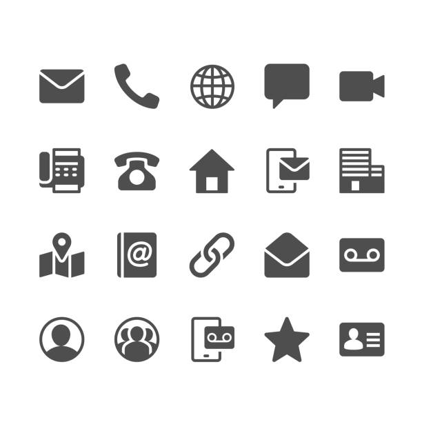 Contact glyph icons vector art illustration
