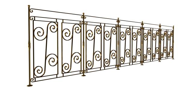 istock 3d rendering of a golden stair rail isolated on a white background 869306198
