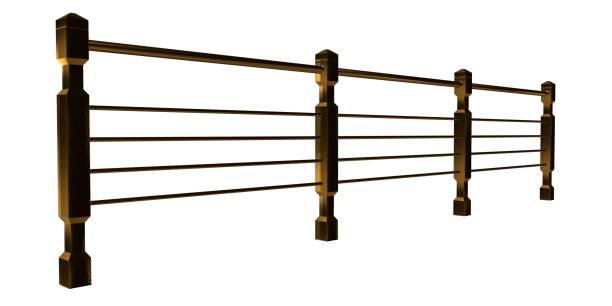 istock 3d rendering of a golden stair rail isolated on a white background 869307368