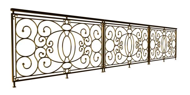 istock 3d rendering of a golden stair rail isolated on a white background 869310326