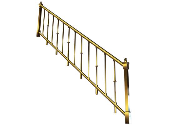 3d rendering of a golden stairs rail isolated on a white background