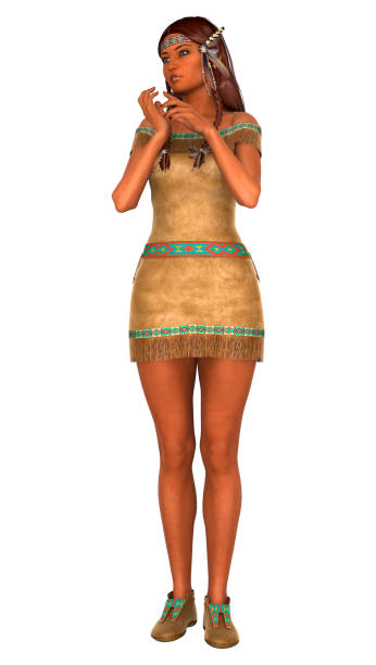 istock 3D rendering native American young woman on white 869321630