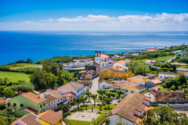 Feteiras on Sao Miguel, Azores Elevated view on Feteiras on Sao Miguel, Azores san miguel portugal stock pictures, royalty-free photos & images