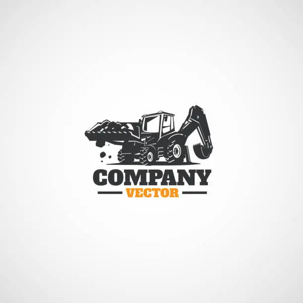 Vector illustration of Construction Backhoe Tractor.