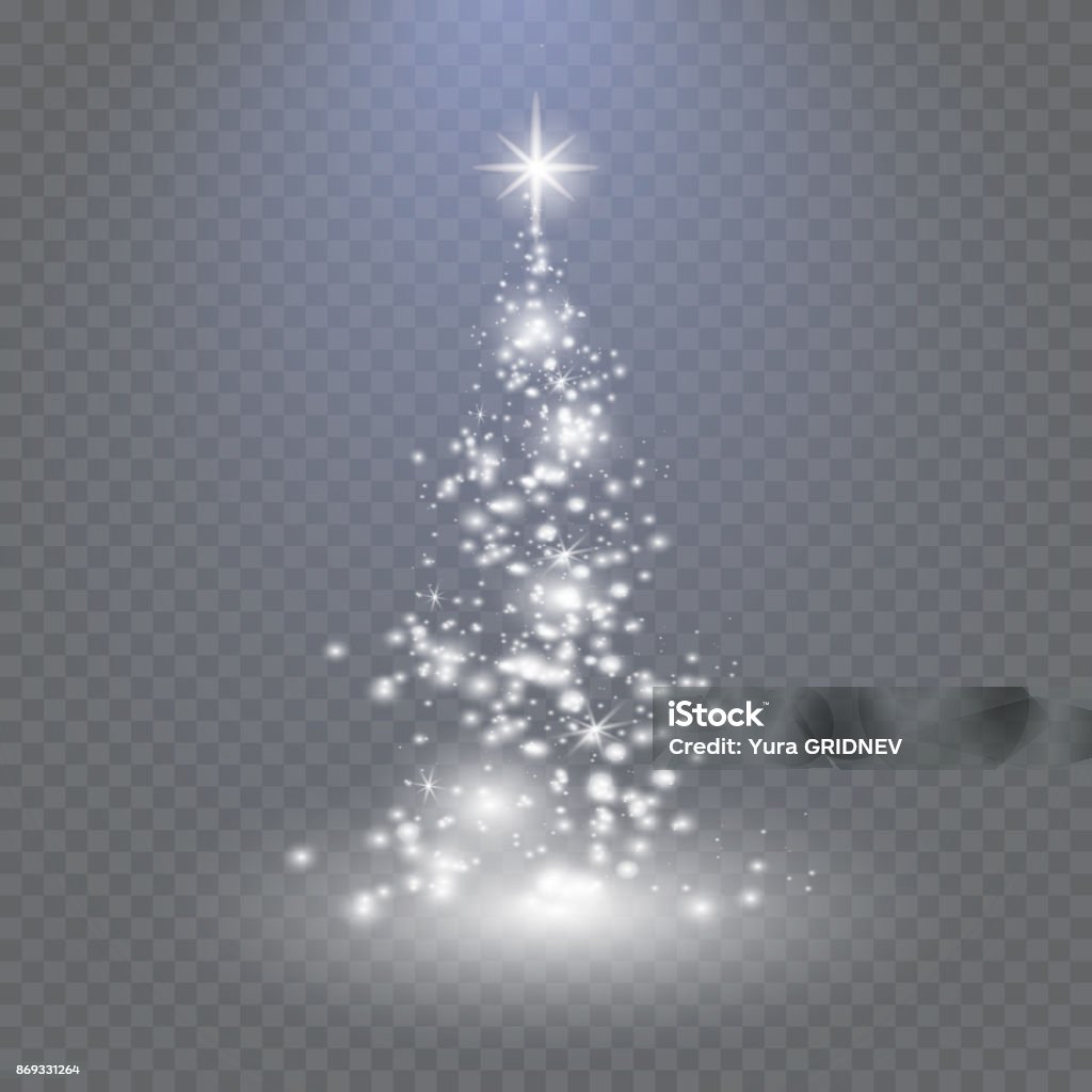Albero di Natale argentato su sfondo trasparente - arte vettoriale royalty-free di Albero di natale