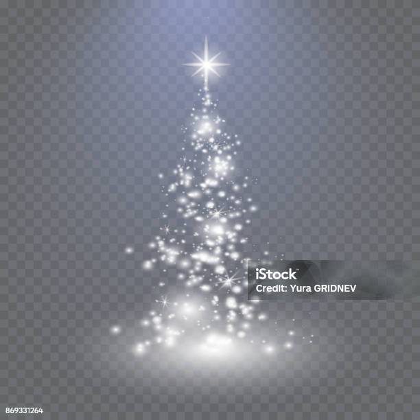 Silver Christmas Tree On Transparent Background Stock Illustration - Download Image Now - Christmas Tree, Christmas, Silver Colored