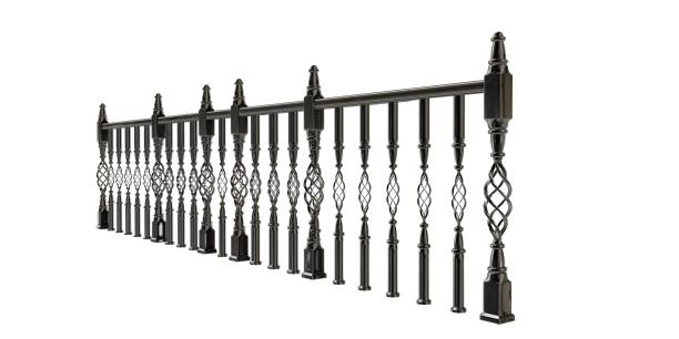 istock 3d rendering of a metalic stair rail isolated on a white background 869332966