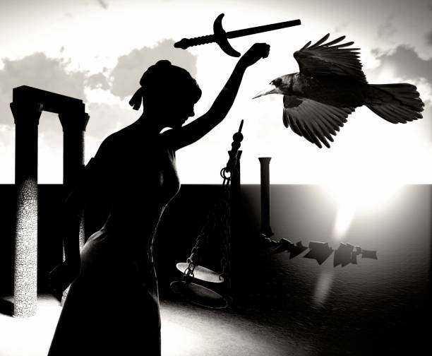 istock Broken lady of justice 3d rendering 869337860