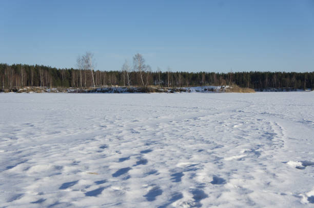 istock View of the sandy quarry in winter. 869338000