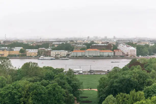 View from the colonnade of St.Isaac's Cathedral - largest Russian Orthodox cathedral or sobor in St. Petersburg