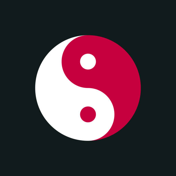 Yin Yang Symbol Symbol of Yin Yan on a dark background. Vector illustration. dieng plateau stock illustrations