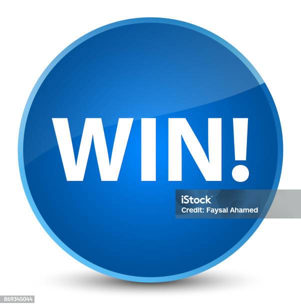 Small Win Button Win Elegant Blue Round Button Stock Illustration - Download Image Now ...