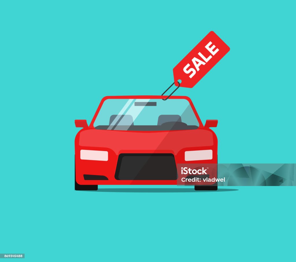 Car or auto sale vector illustration, flat cartoon design automobile with sale tag, idea of rent or buy service promotion label, concept of dealership banner Car or auto sale vector illustration, flat cartoon automobile with sale tag, idea of rent or buy service promotion label, concept of dealership banner Car Dealership stock vector