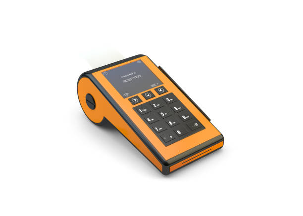 máquina de cartão de crédito sem contato. em branco - chip and pin - fotografias e filmes do acervo