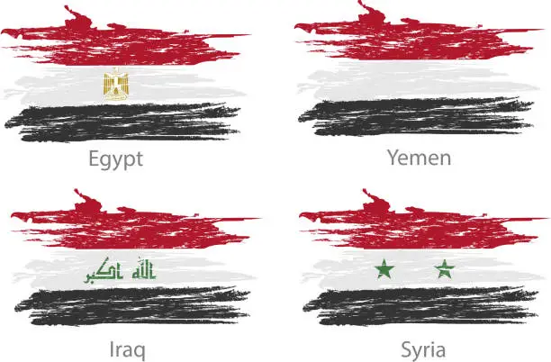 Vector illustration of Set of smear painted flags of different countries