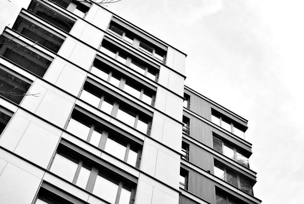 istock Modern, Luxury Apartment Building. Black and white 869353514