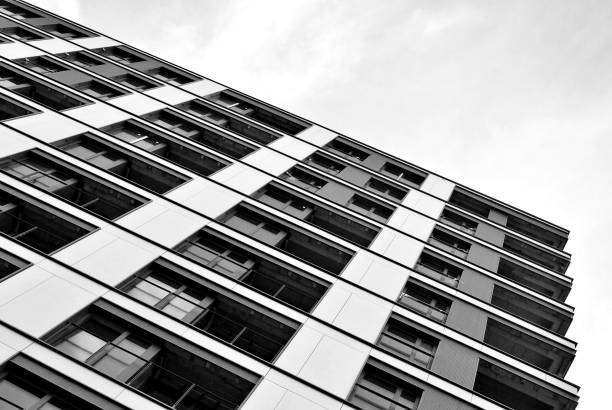 istock Modern, Luxury Apartment Building. Black and white 869356838