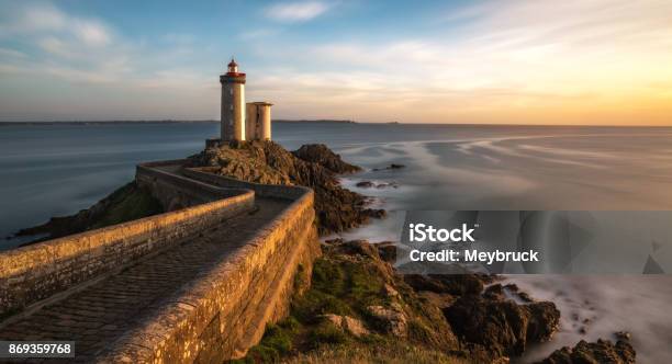 Lighthouse Of The Petit Minou Long Exposure Stock Photo - Download Image Now - Brest - Brittany, Brittany - France, Lighthouse