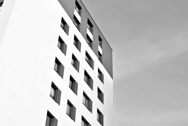 istock Modern, Luxury Apartment Building. Black and white 869363254