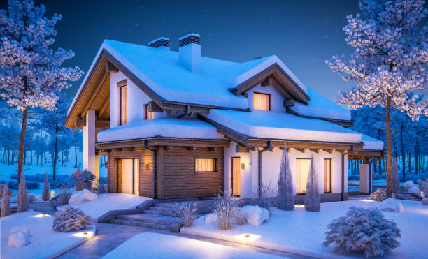 istock 3d rendering of modern cozy house in chalet style 869363726