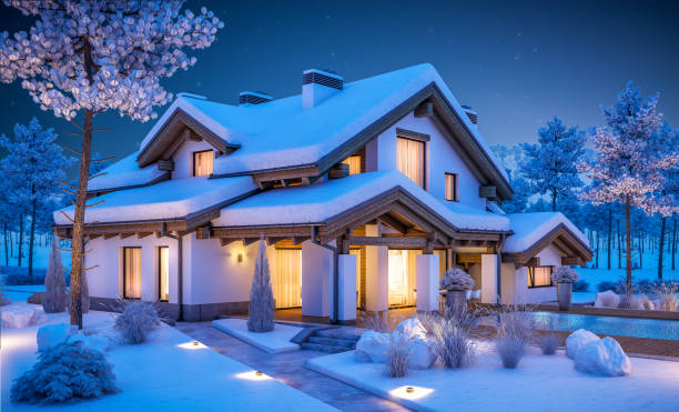 istock 3d rendering of modern cozy house in chalet style 869363756