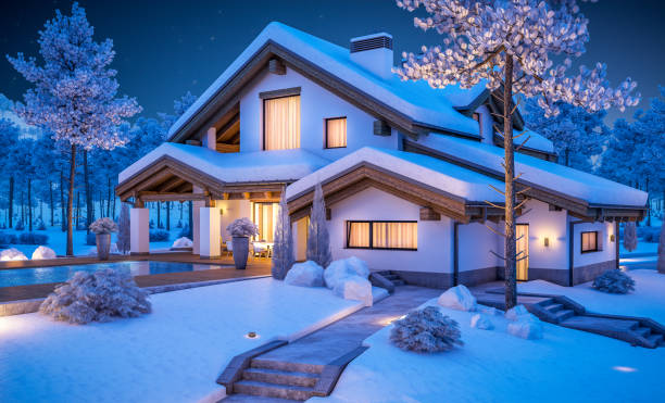 istock 3d rendering of modern cozy house in chalet style 869363758