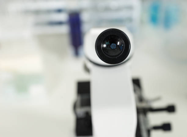 istock Close up of microscope eyepiece 869366508