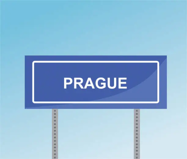 Vector illustration of Prague road sign