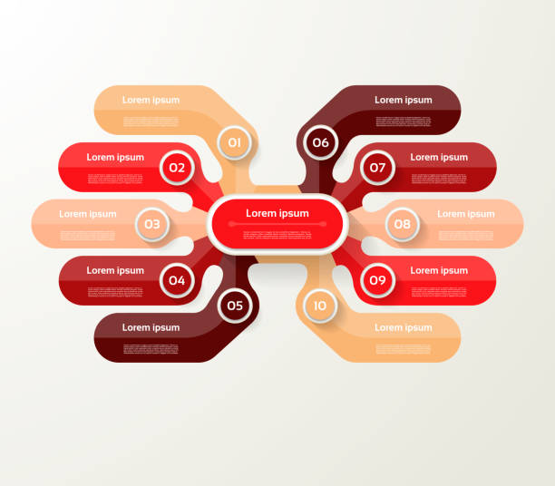 ilustrações, clipart, desenhos animados e ícones de modelo de infográfico de vetor para o diagrama, gráfico, apresentação e gráfico. conceito de negócio, com 10 opções, partes, etapas ou processos - text graph box education