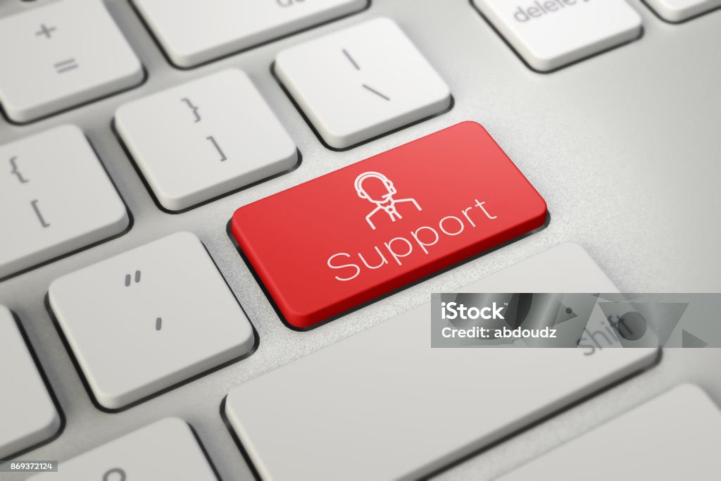 Support Button Support Button on keyboard key IT Support Stock Photo