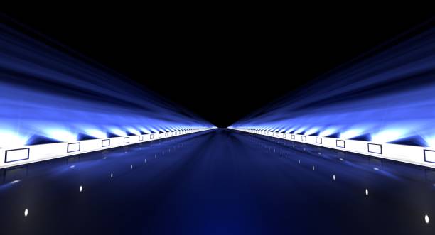 istock 3d rendering of a futuristic road with lights along the path 869375678
