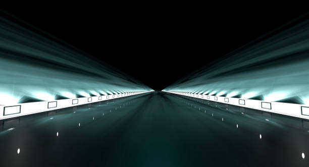 istock 3d rendering of a futuristic road with lights along the path 869375712