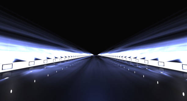 istock 3d rendering of a futuristic road with lights along the path 869375760
