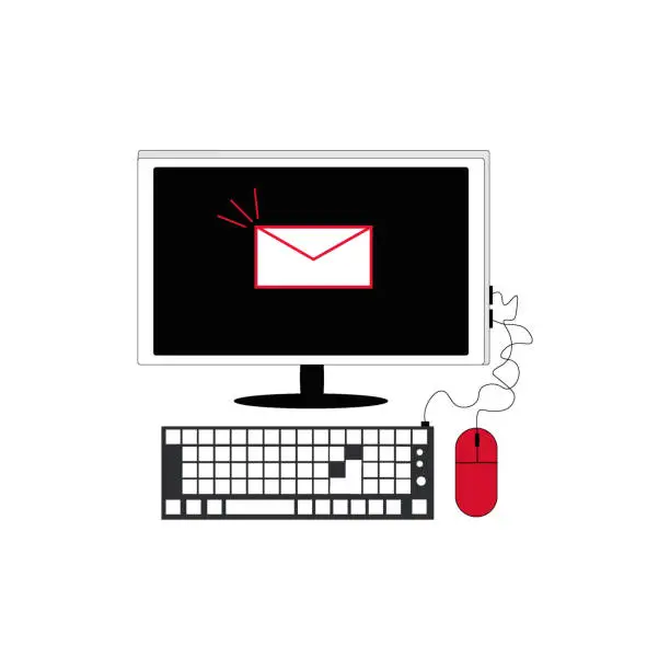 Vector illustration of Computer with message icon.