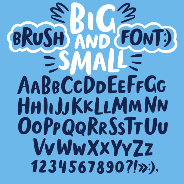 Brush hand drawn big and small letters Hand drawn brush ink vector ABC big and small letters set. Doodle decorative font for your design. large letter a stock illustrations