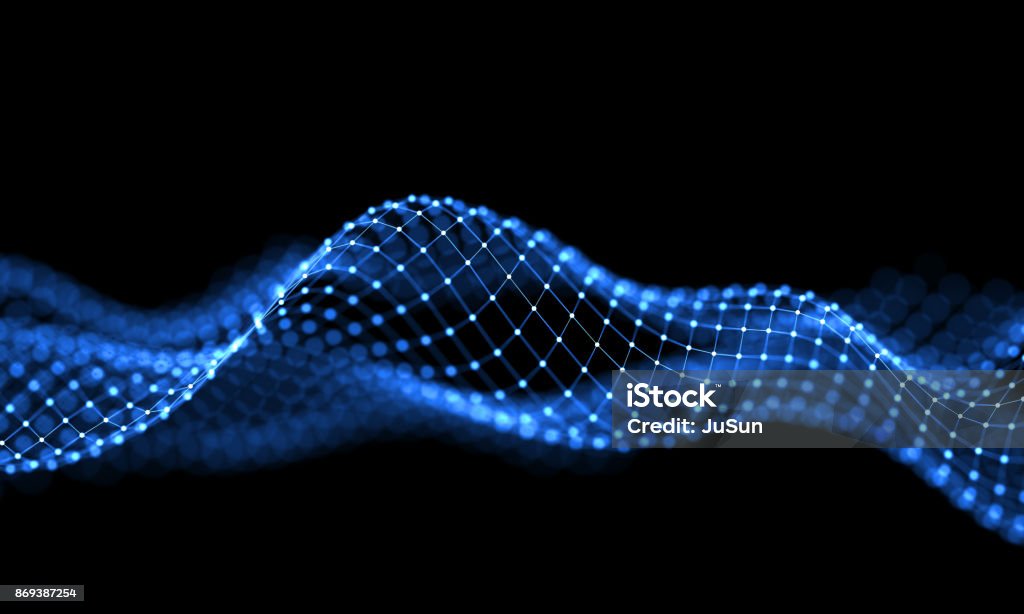 Futuristic digital waves background, blockchain fintech technology Abstract Stock Photo