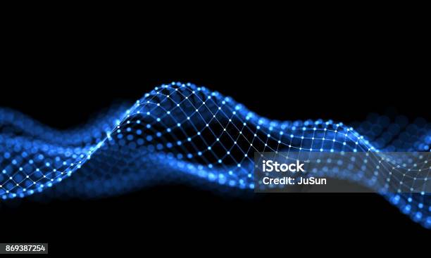 Futuristic Digital Waves Background Blockchain Fintech Technology Stock Photo - Download Image Now