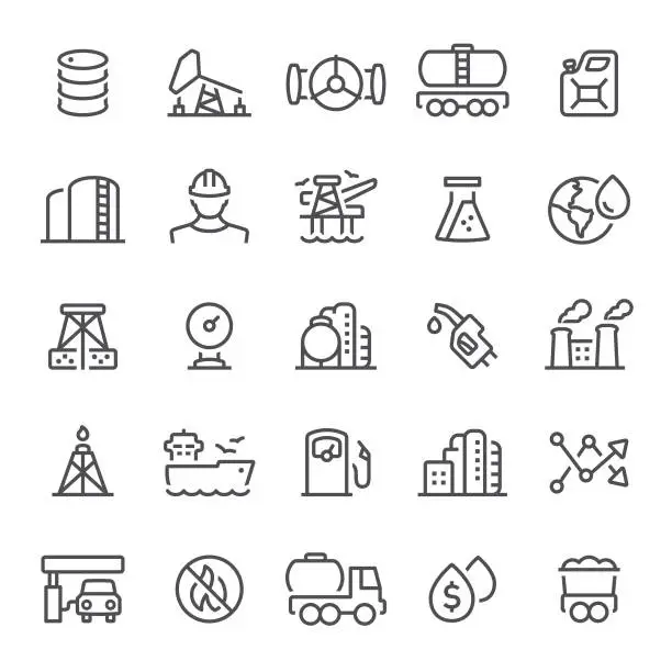 Vector illustration of Oil Industry Icons