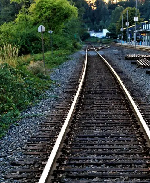 A vertical image of a major railway mainline.