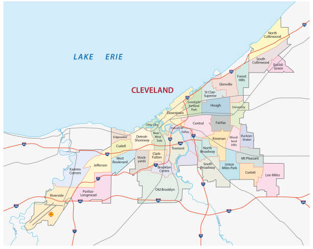 510 Cleveland Ohio Map Stock Photos Pictures Royalty Free Images Cleveland Administrative And Political Map 