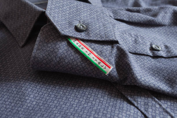 istock Made in Italy label on blue cotton shirt 869401064