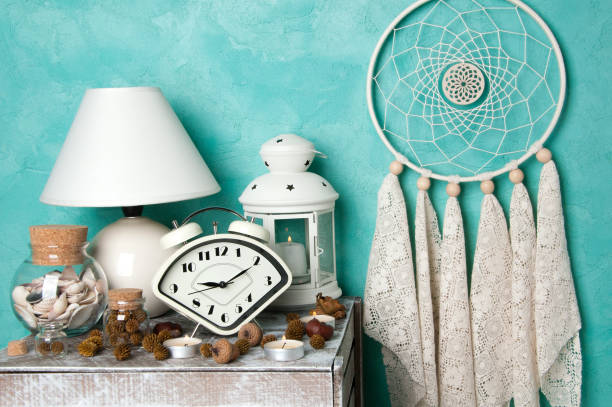 istock Bedroom decor on aquamarine 869401290