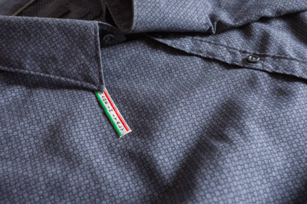 istock Made in Italy label on blue cotton shirt 869401798