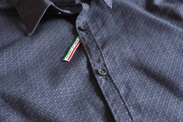 istock Made in Italy label on blue cotton shirt 869404540