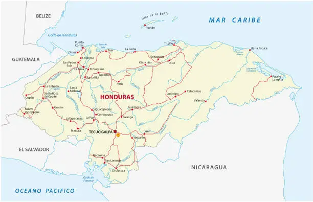 Vector illustration of Honduras road map