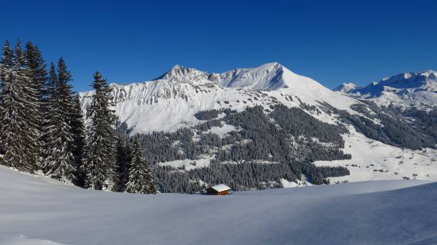 gifer and lauenenhorn. snow covered mountains near gstaad, switzerland. - bernese oberland gstaad winter snow imagens e fotografias de stock