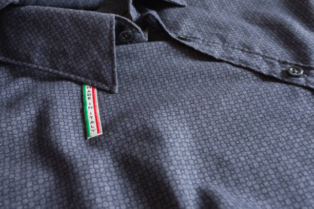 istock Made in Italy label on blue cotton shirt 869405370