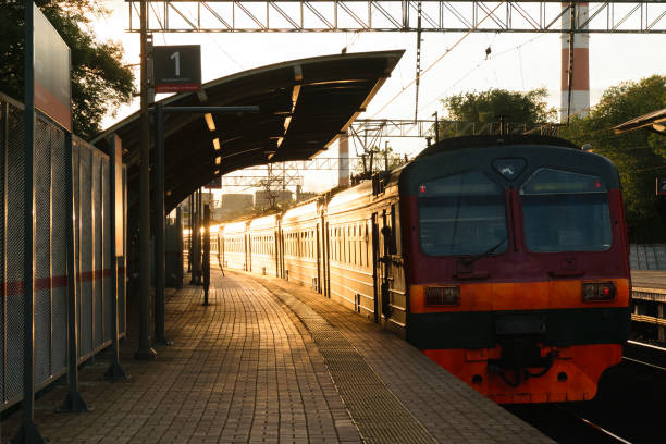 istock Train station on the sunset, Moscow, Russia 869405442